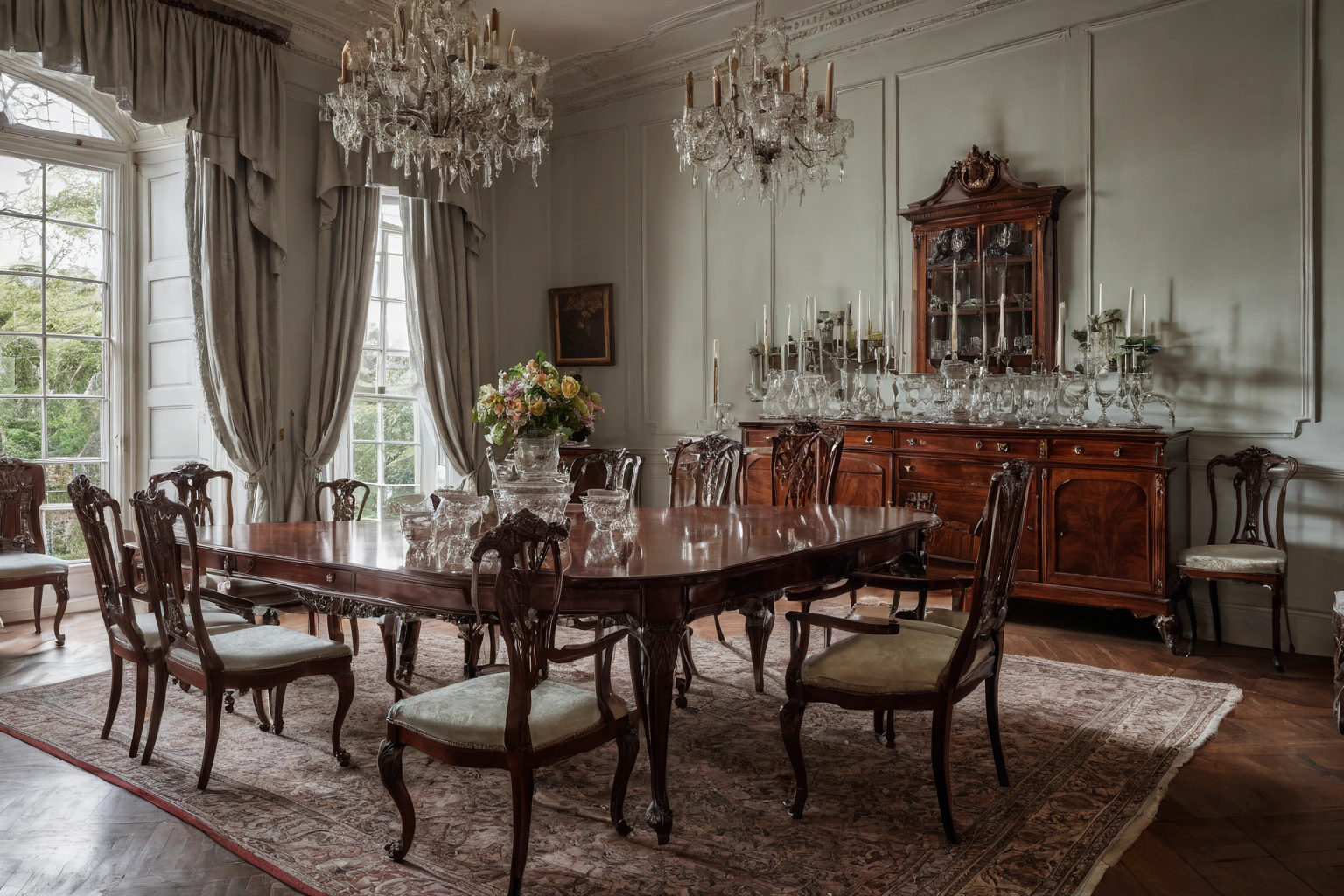 Restored period dining room with original furniture